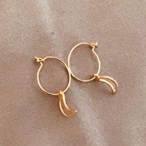 Moon Charm Small Hoop Earrings